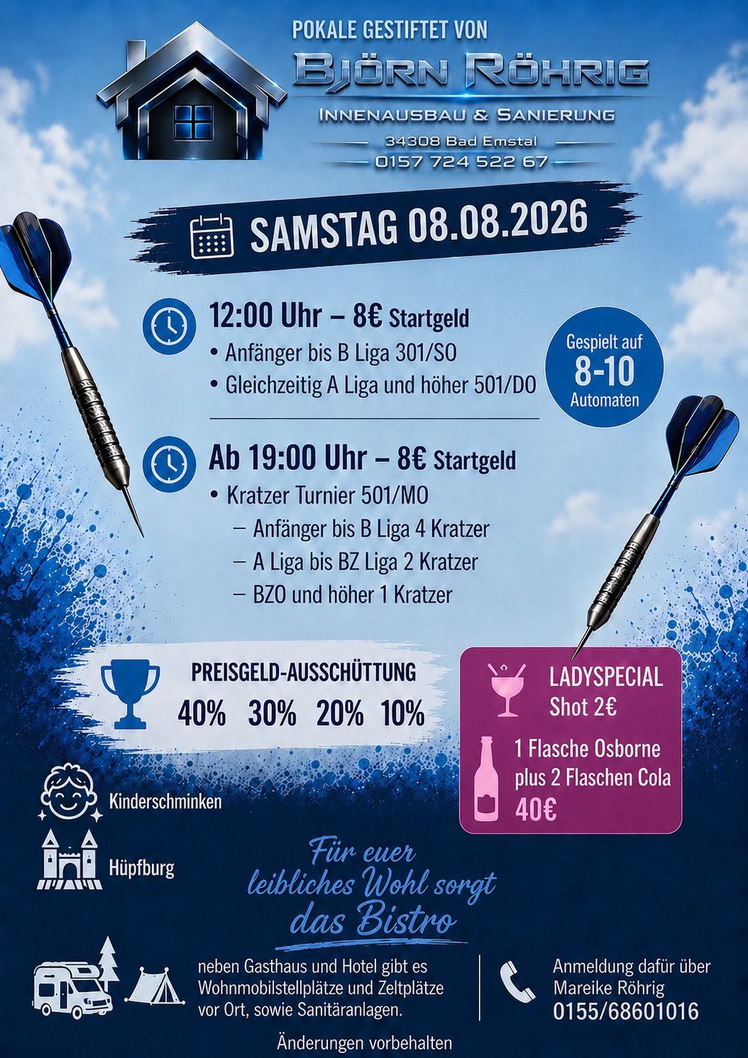 Dartturnier „Himmelblau“ in der Eventhalle Himmel