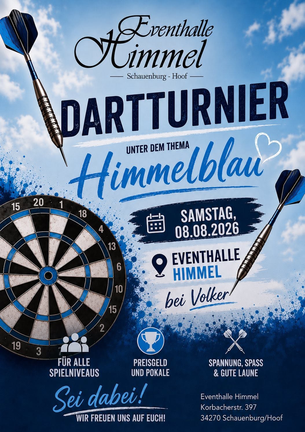 Dartturnier „Himmelblau“ in der Eventhalle Himmel
